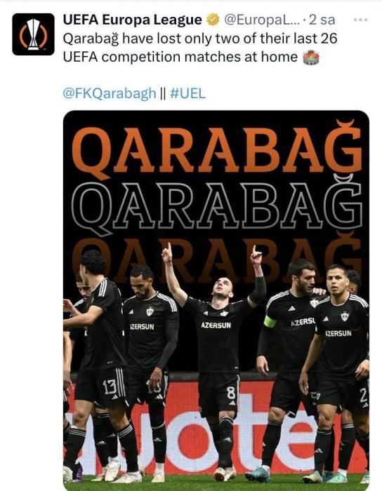 UEFA-dan "Qarabağ" paylaşımı - FOTO